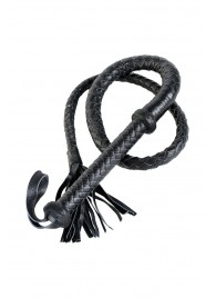 Длинный кожаный кнут с хлопушками на конце - ToyFa - купить с доставкой в Костроме