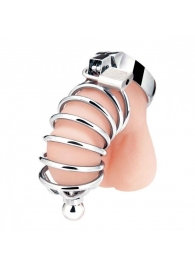 Серебристая клетка для члена Urethral Play Cage - BlueLine - купить с доставкой в Костроме
