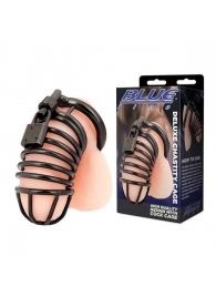Черная металлическая клетка с замком Deluxe Chastity Cage - BlueLine - купить с доставкой в Костроме