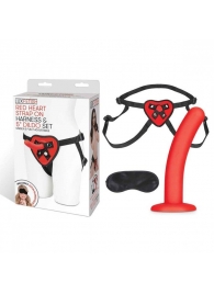 Красный поясной фаллоимитатор Red Heart Strap on Harness   5in Dildo Set - 12,25 см. - Lux Fetish - купить с доставкой в Костроме