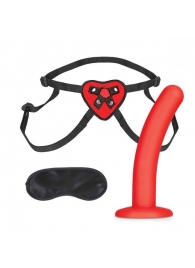 Красный поясной фаллоимитатор Red Heart Strap on Harness   5in Dildo Set - 12,25 см. - Lux Fetish - купить с доставкой в Костроме