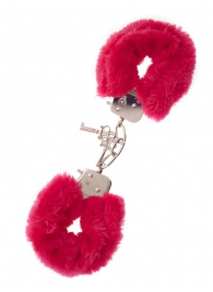 Металлические наручники с красной меховой опушкой METAL HANDCUFF WITH PLUSH RED - Dream Toys - купить с доставкой в Костроме