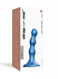 Голубая насадка Strap-On-Me Dildo Plug Balls size S - Strap-on-me - купить с доставкой в Костроме