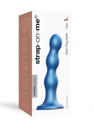 Голубая насадка Strap-On-Me Dildo Plug Balls size L - Strap-on-me - купить с доставкой в Костроме