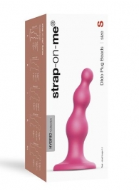 Розовая насадка Strap-On-Me Dildo Plug Beads size S - Strap-on-me - купить с доставкой в Костроме