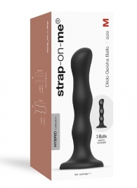 Черная насадка Strap-On-Me Dildo Geisha Balls size M - Strap-on-me - купить с доставкой в Костроме