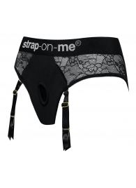 Черные трусики для насадок Diva Lingerie Harness - size S - Strap-on-me - купить с доставкой в Костроме