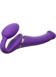 Фиолетовый безремневой вибрострапон Vibrating Bendable Strap-On - size L - Strap-on-me - купить с доставкой в Костроме