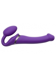 Фиолетовый безремневой вибрострапон Vibrating Bendable Strap-On - size L - Strap-on-me - купить с доставкой в Костроме