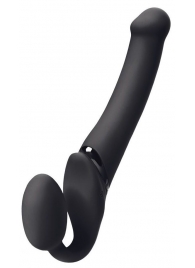 Черный безремневой вибрострапон Silicone Bendable Strap-On - size XL - Strap-on-me - купить с доставкой в Костроме