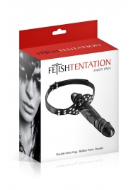 Черный кляп-фаллоимитатор Double Penis Gag - Fetish Tentation - купить с доставкой в Костроме