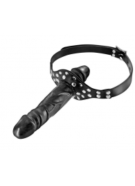 Черный кляп-фаллоимитатор Double Penis Gag - Fetish Tentation - купить с доставкой в Костроме