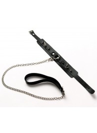 Черный ошейник с шипами и поводком - Crazy Handmade - купить с доставкой в Костроме