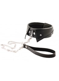 Черный ошейник-воротничок с металлическим поводком - Crazy Handmade - купить с доставкой в Костроме