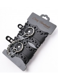 Ажурные наручники из черной кожи - Crazy Handmade - купить с доставкой в Костроме