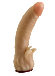 Телесная гелевая насадка-фаллос с клиторальными лепестками - 18,5 см. - LOVETOY (А-Полимер) - купить с доставкой в Костроме