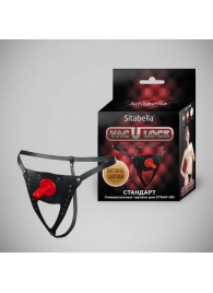 Черные кожаные универсальные трусики со штырьком для насадок и вырезом - Sitabella - купить с доставкой в Костроме