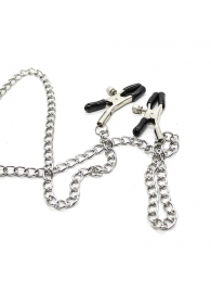 Зажимы для сосков с ремешком и кольцом для пениса - Notabu - купить с доставкой в Костроме