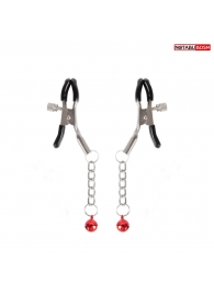 Серебристые зажимы на соски с шариками на цепочках - Notabu - купить с доставкой в Костроме