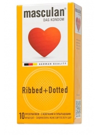 Презервативы с колечками и пупырышками Masculan Ribbed+Dotted - 10 шт. - Masculan - купить с доставкой в Костроме