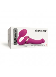 Ярко-розовый безремневой страпон Multi Orgasm Size S с клиторальной стимуляцией - Strap-on-me - купить с доставкой в Костроме