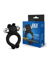 Черное силиконовое эрекционное виброкольцо Sex Expert - Sex Expert - в Костроме купить с доставкой