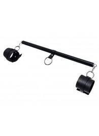 Черная распорка для ног с кожаными манжетами - Pecado - купить с доставкой в Костроме