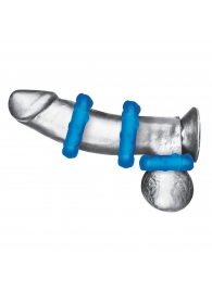 Комплект из трех голубых эрекционных колец 3-Pack Ribbed Rider Cock Ring Set - BlueLine - в Костроме купить с доставкой