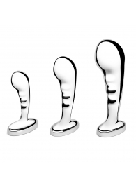 Набор из 3 стальных стимуляторов простаты Stainless Steel P-spot Training Set - b-Vibe - в Костроме купить с доставкой