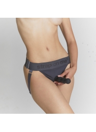Серые трусики для фиксации насадок Strap-on-me Harness Lingerie Unique - Strap-on-me - купить с доставкой в Костроме