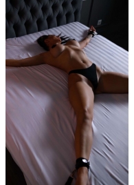 Черный кожаный набор фиксации на кровати Sex Game - БДСМ Арсенал - купить с доставкой в Костроме