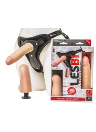 Телесный страпон Harness LESBI с вагинальной пробкой - 16,5 см. - LOVETOY (А-Полимер) - купить с доставкой в Костроме