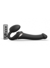Черный безремневой страпон Multi Orgasm Size M с клиторальной стимуляцией - Strap-on-me - купить с доставкой в Костроме