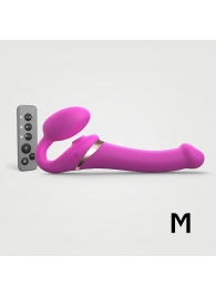 Ярко-розовый безремневой страпон Multi Orgasm Size M с клиторальной стимуляцией - Strap-on-me - купить с доставкой в Костроме