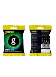 Ультратонкие презервативы Ganzo Ultra thin в мягкой упаковке - 3 шт. - Ganzo - купить с доставкой в Костроме