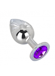 Большой плаг из стали с фиолетовым кристаллом Violet Dream - 9,5 см. - Erotic Fantasy - купить с доставкой в Костроме