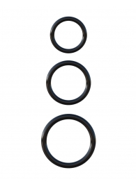 Набор из трех черных эрекционных колец Silicone 3-Ring Stamina Set - Pipedream - в Костроме купить с доставкой