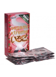 Презервативы Sagami Xtreme Strawberry c ароматом клубники - 10 шт. - Sagami - купить с доставкой в Костроме