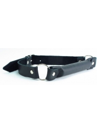 Черный кожаный кляп-трензель на кольцах - БДСМ Арсенал - купить с доставкой в Костроме