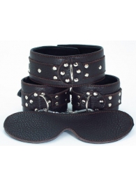 Набор БДСМ-аксессуаров из мягкой кожи черного цвета - БДСМ Арсенал - купить с доставкой в Костроме