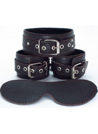 Набор БДСМ-аксессуаров из мягкой кожи черного цвета - БДСМ Арсенал - купить с доставкой в Костроме