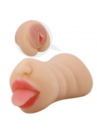 Телесный двусторонний мастурбатор Sarah - ротик и вагина - Baile - в Костроме купить с доставкой