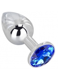 Анальное украшение BUTT PLUG  Small с синим кристаллом - 7 см. - Anal Jewelry Plug - купить с доставкой в Костроме