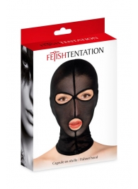 Черная сетчатая маска на голову с отверстиями для глаз и рта - Fetish Tentation - купить с доставкой в Костроме