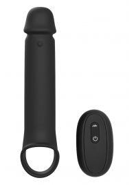 Черная насадка-удлинитель с вибрацией Vibrating Extender With Remote - Dream Toys - в Костроме купить с доставкой