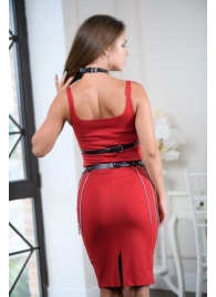 Черно-серебристая портупея-юбка plus size с цепочками - БДСМ Арсенал - купить с доставкой в Костроме