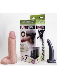Страпон-унисекс с двумя насадками UNI strap 7  Harness - 19 и 16 см. - LOVETOY (А-Полимер) - купить с доставкой в Костроме