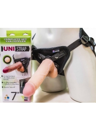 Страпон-унисекс с двумя насадками UNI strap 7  Harness - 19 и 16 см. - LOVETOY (А-Полимер) - купить с доставкой в Костроме