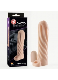 Телесная насадка-удлинитель Okoto со спиралевидным рельефом - 16 см. - Sitabella - в Костроме купить с доставкой