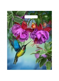Пакет с принтом в виде колибри в цветах с вырубной ручкой (31х40 см) - Сима-Ленд - купить с доставкой в Костроме